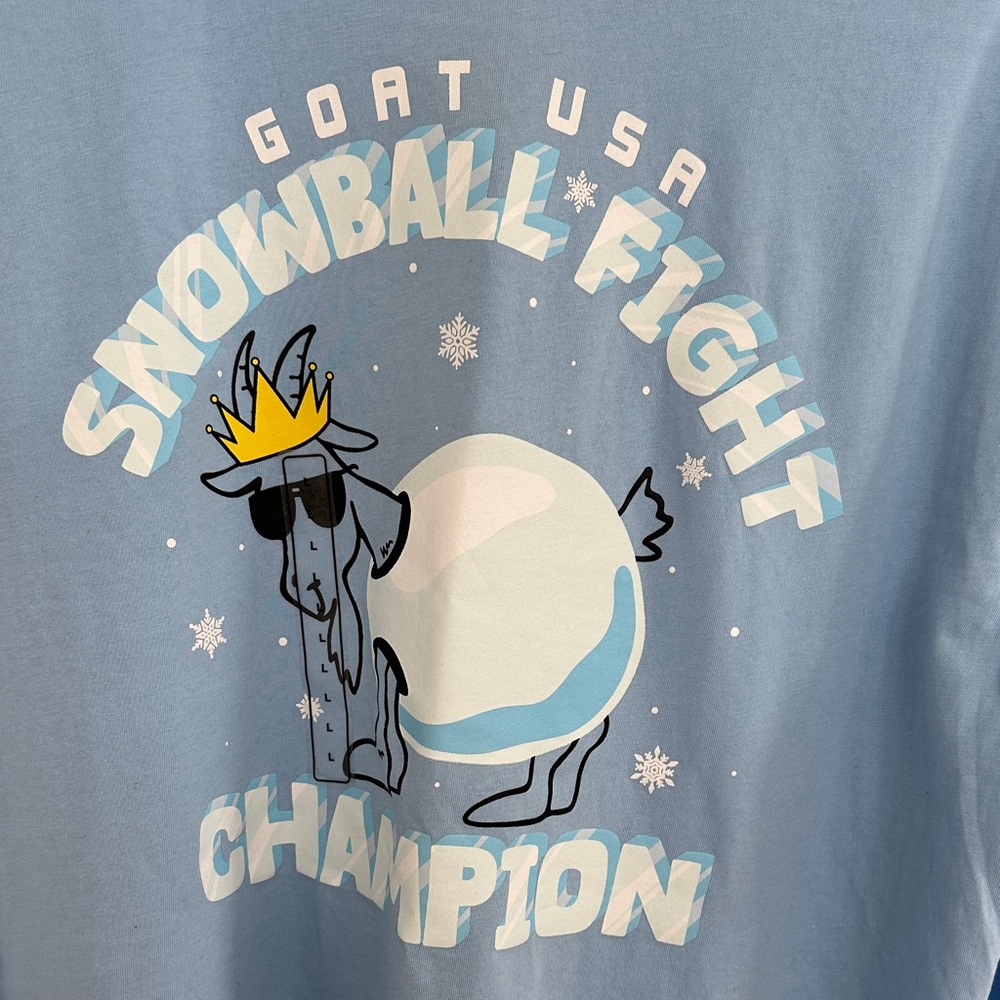 Goat USA Men’s long sleeve Tee with Snowball Graphic - Carolina Blue